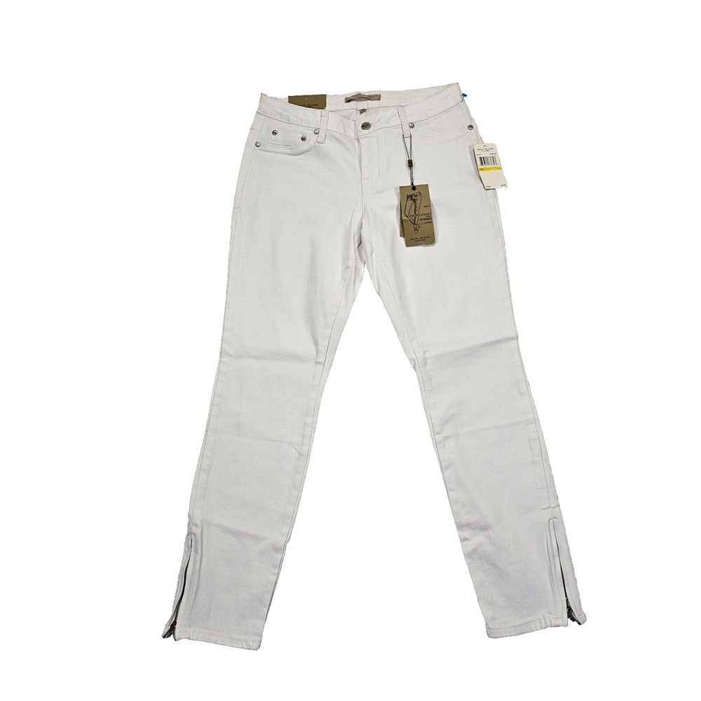 NWT Max Jeans Skimmer Skinny Leg Womens Size 6 White Ankle Zip Stretch Mid Rise
